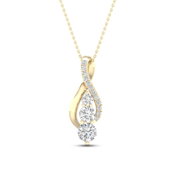 Diamond Necklace 12 ct tw Round 10K Yellow Gold