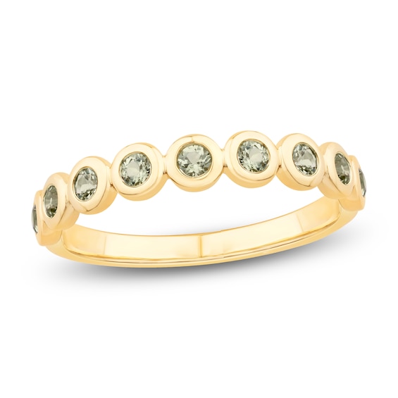 Jared Signature Bezel-Set Natural Peridot 2mm Stackable Ring 14K Yellow Gold
