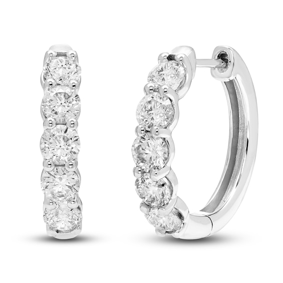 Jared Signature Diamond Hoop Earrings 3/4 ct tw Round 14K White Gold