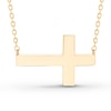 Thumbnail Image 1 of Engravable Sideways Cross Necklace 14K Yellow Gold 18" Adjustable