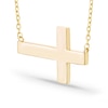Thumbnail Image 2 of Engravable Sideways Cross Necklace 14K Yellow Gold 18" Adjustable