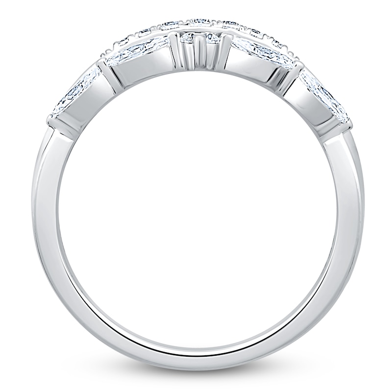 Main Image 2 of Marquise & Round-Cut Lab-Grown Diamond Anniversary Ring 1/2 ct tw 14K White Gold