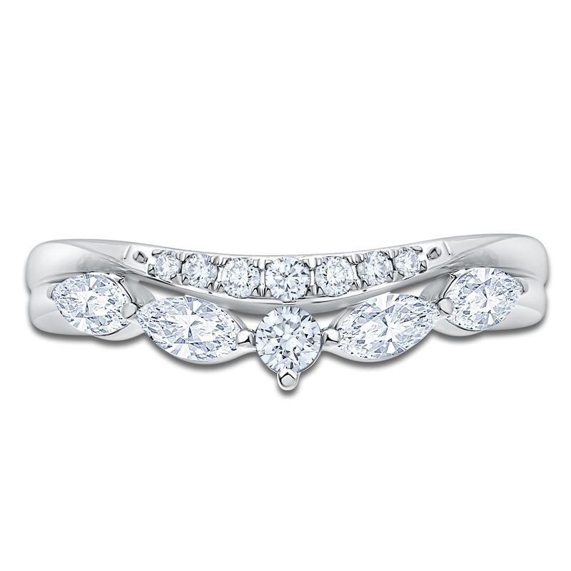 Main Image 3 of Marquise & Round-Cut Lab-Grown Diamond Anniversary Ring 1/2 ct tw 14K White Gold