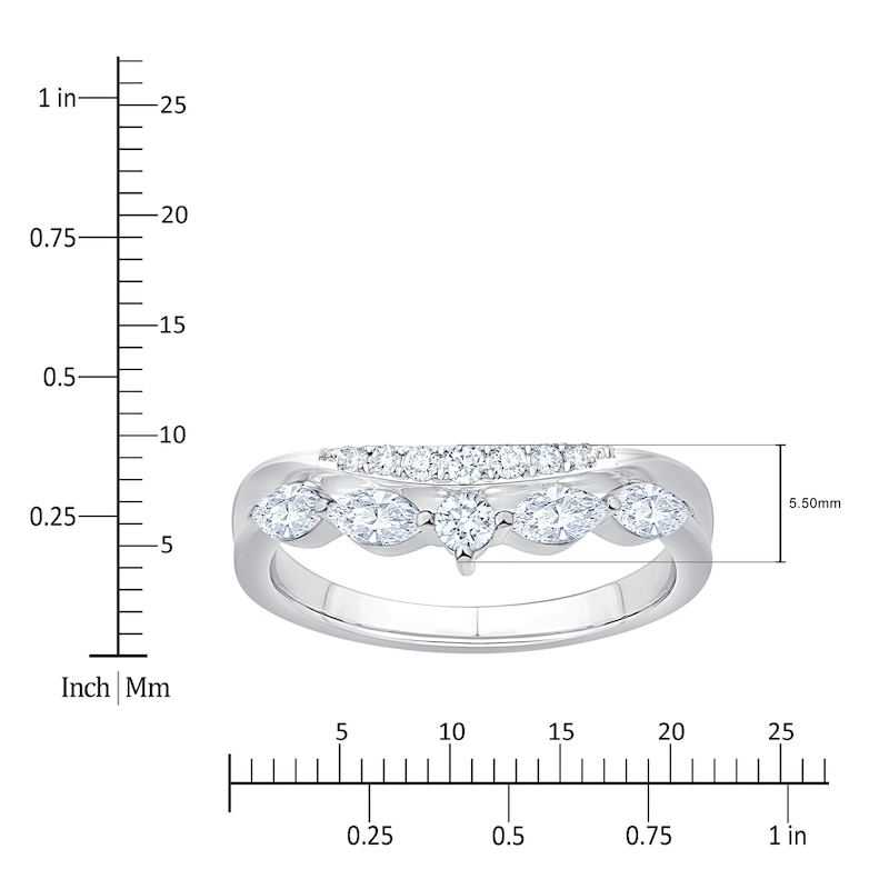 Main Image 4 of Marquise & Round-Cut Lab-Grown Diamond Anniversary Ring 1/2 ct tw 14K White Gold