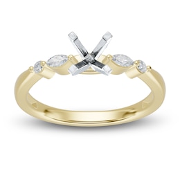 Certified Marquise & Round-Cut Diamond Engagement Ring Setting 1/10 ct tw 14K Yellow Gold