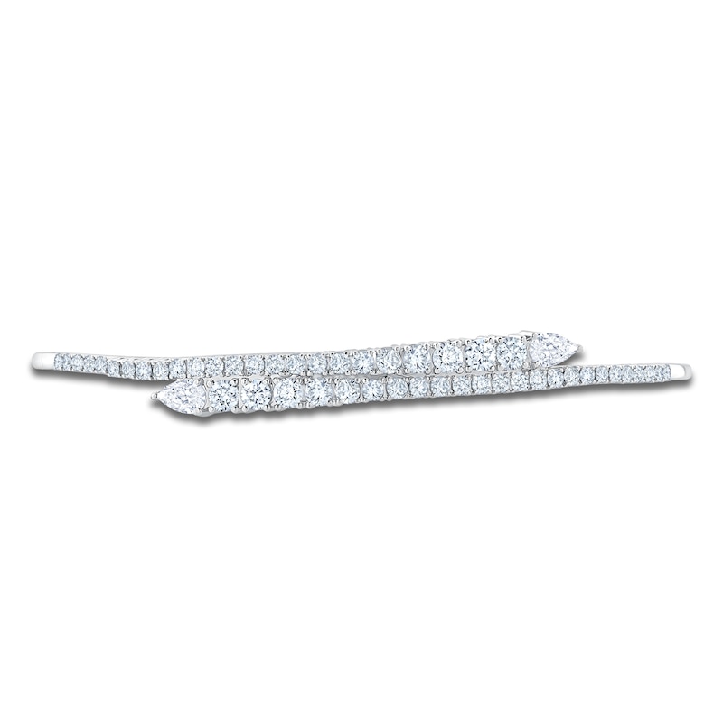 Main Image 3 of Jared Signature Pear-Shaped & Round-Cut Lab-Grown Diamond Graduated Bypass Flex Bangle Bracelet 2 ct tw 14K White Gold