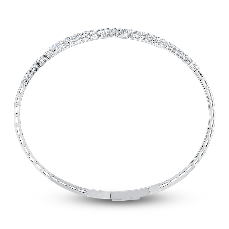 Main Image 4 of Jared Signature Pear-Shaped & Round-Cut Lab-Grown Diamond Graduated Bypass Flex Bangle Bracelet 2 ct tw 14K White Gold