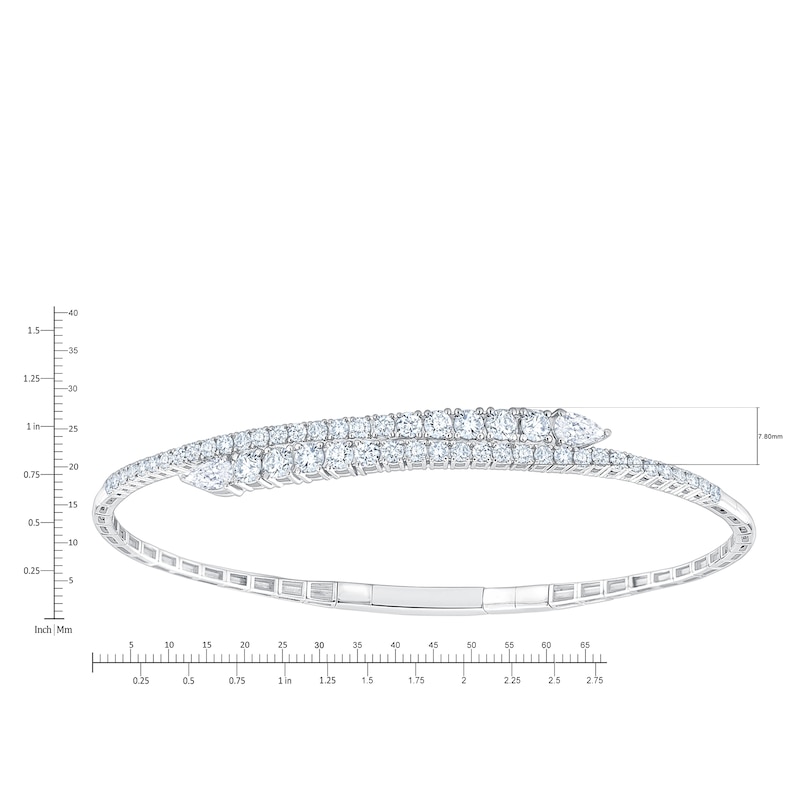 Main Image 5 of Jared Signature Pear-Shaped & Round-Cut Lab-Grown Diamond Graduated Bypass Flex Bangle Bracelet 2 ct tw 14K White Gold
