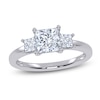 Thumbnail Image 1 of Certified Princess-Cut Lab-Grown Diamond Three-Stone Engagement Ring 1-1/2 ct tw 14K White Gold