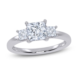 Certified Princess-Cut Lab-Grown Diamond Three-Stone Engagement Ring 1-1/2 ct tw 14K White Gold