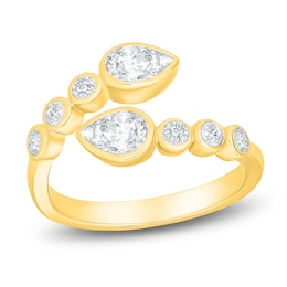 Jared Signature Bezel Collection Pear-Shaped & Round-Cut Lab-Grown Diamond Bypass Ring 7/8 ct tw 14K Yellow Gold