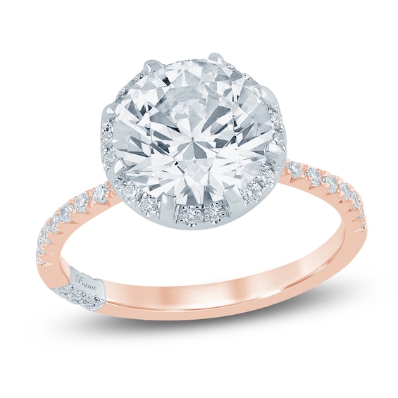 Pnina Tornai Certified Round-Cut Lab-Grown Diamond Halo Engagement Ring 3-1/2 ct tw 14K Rose Gold