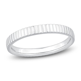 Grooved Wedding Band 14K White Gold 3mm