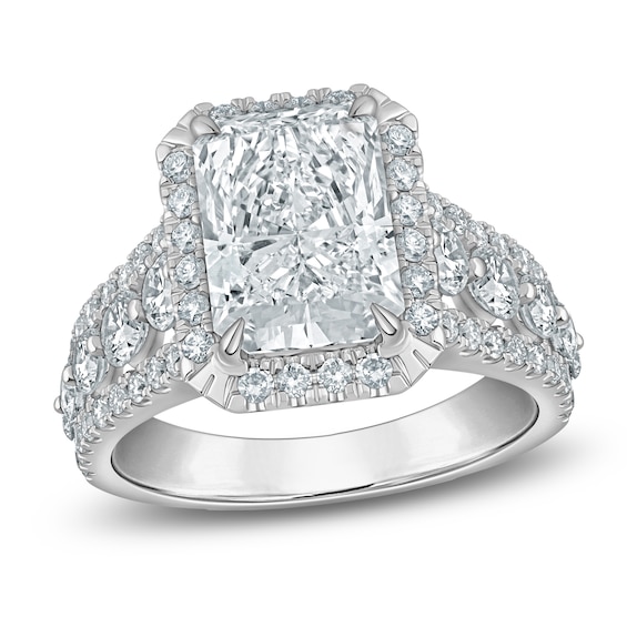 Certified Radiant-Cut Lab-Grown Diamond Halo Engagement Ring 4-1/2 ct tw 14K White Gold