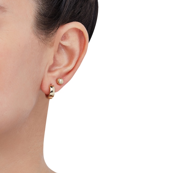 Diamond-Cut Stud & Huggie Hoop Earrings Gift Set 10K Yellow Gold