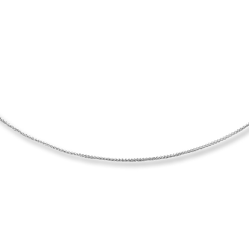 Solid Wheat Chain 14K White Gold 24" Length 1mm