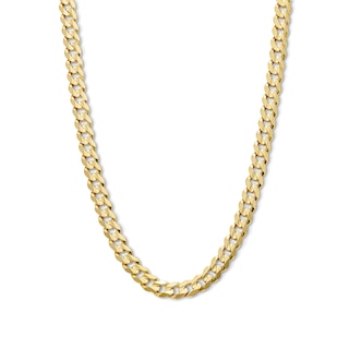 Solid Concave Curb Link Necklace 10K Yellow Gold 22" Length 5.5mm