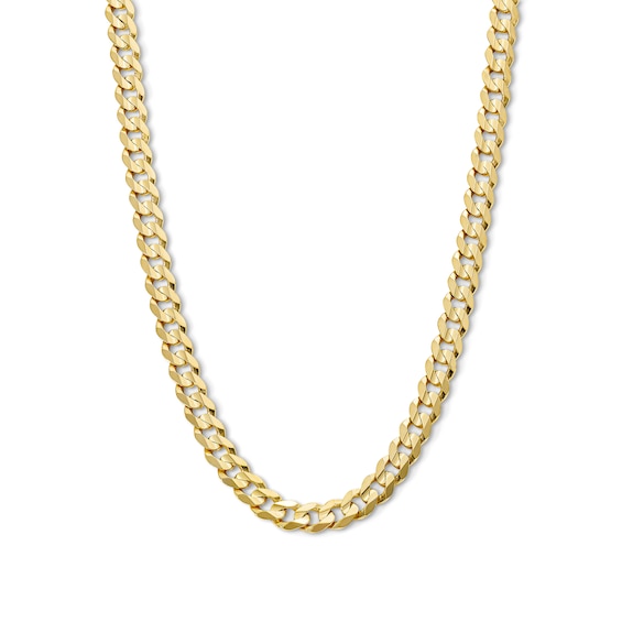 Solid Concave Curb Link Necklace 10K Yellow Gold 22" Length 5.5mm