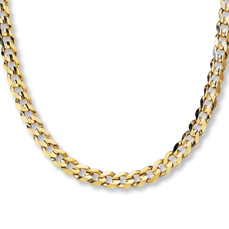 Solid Concave Curb Link Necklace 10K Yellow Gold 22" Length 5.5mm