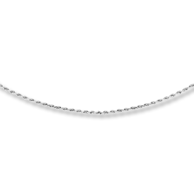 Semi-Solid Rope Chain 10K White Gold 16"-24" Length 2mm