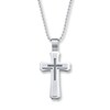 Thumbnail Image 1 of Men's Cross Necklace 1/6 ct tw Black Diamonds Stainless Steel