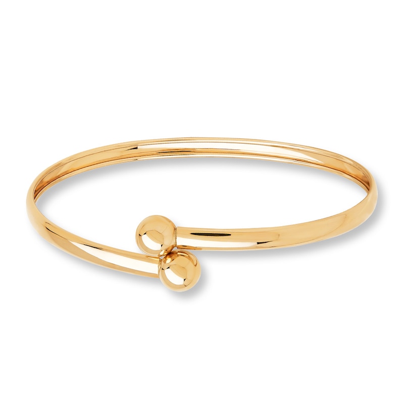 Flexible Bangle Bead Accents 10K Yellow Gold