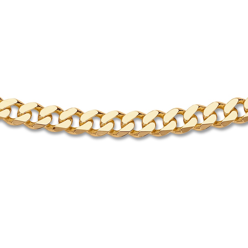 14K Yellow Solid Gold Mens Curb Bracelet 11 mm