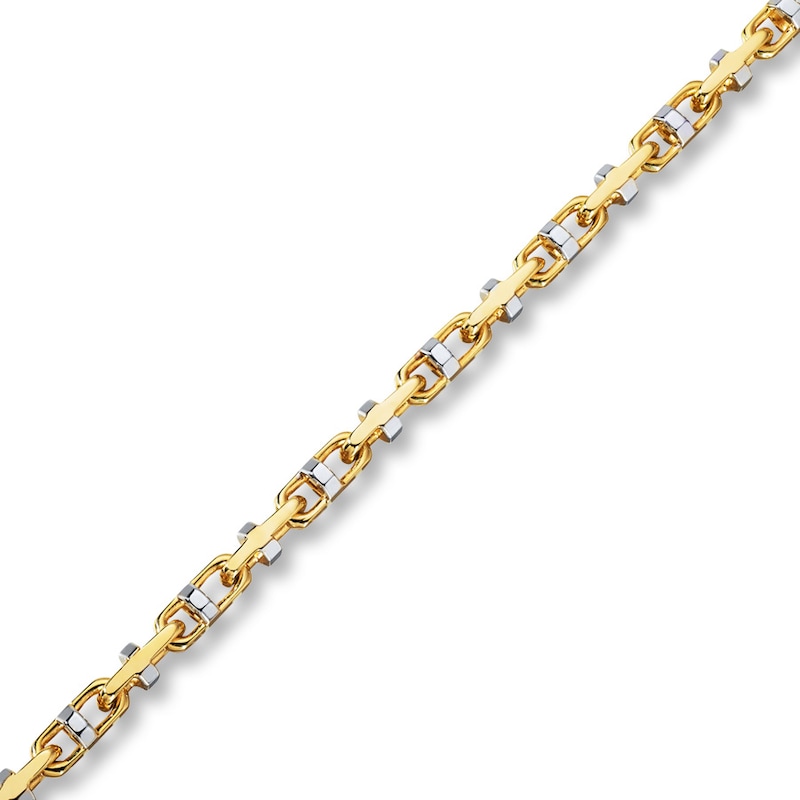 Men's Link Bracelet  10K Two-Tone Gold  8.5" Length