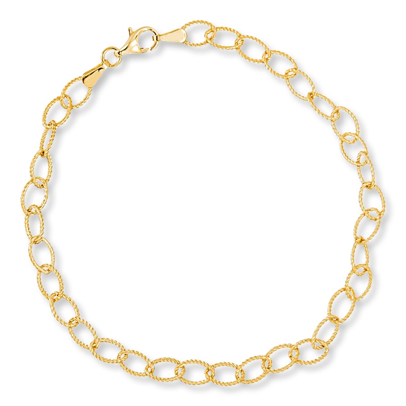 Textured Link Bracelet 14K Yellow Gold 7.5" Length