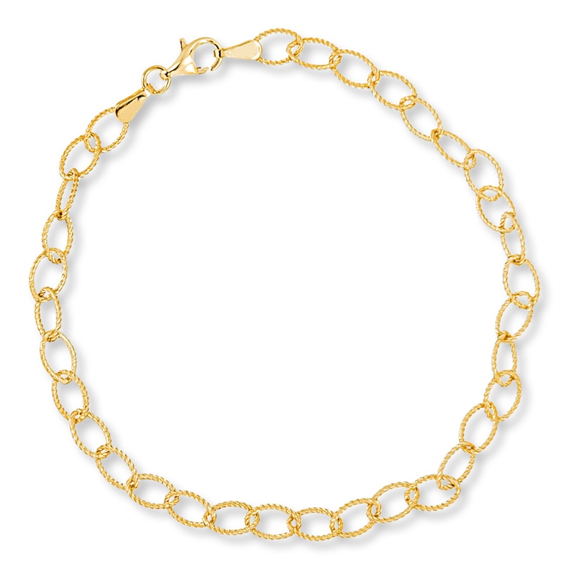 Main Image 1 of Textured Link Bracelet 14K Yellow Gold 7.5" Length