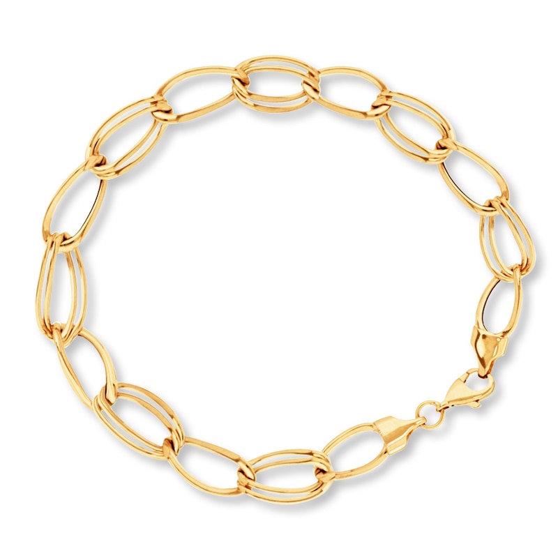 Main Image 1 of Double Link Bracelet 14K Yellow Gold 7.25" Length