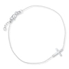 Thumbnail Image 1 of Sideways Cross Bracelet 14K White Gold 7" Adjustable Length