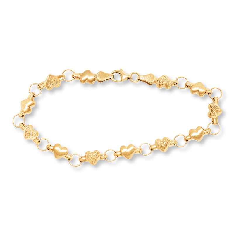 Heart Link Bracelet 14k Yellow Gold 7 25 Length Jared