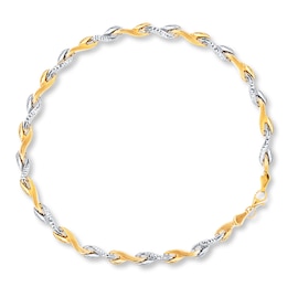 Swirl Link Bracelet 14K Two-Tone Gold 7.25" Length