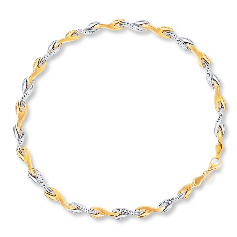 Swirl Link Bracelet 14K Two-Tone Gold 7.25" Length