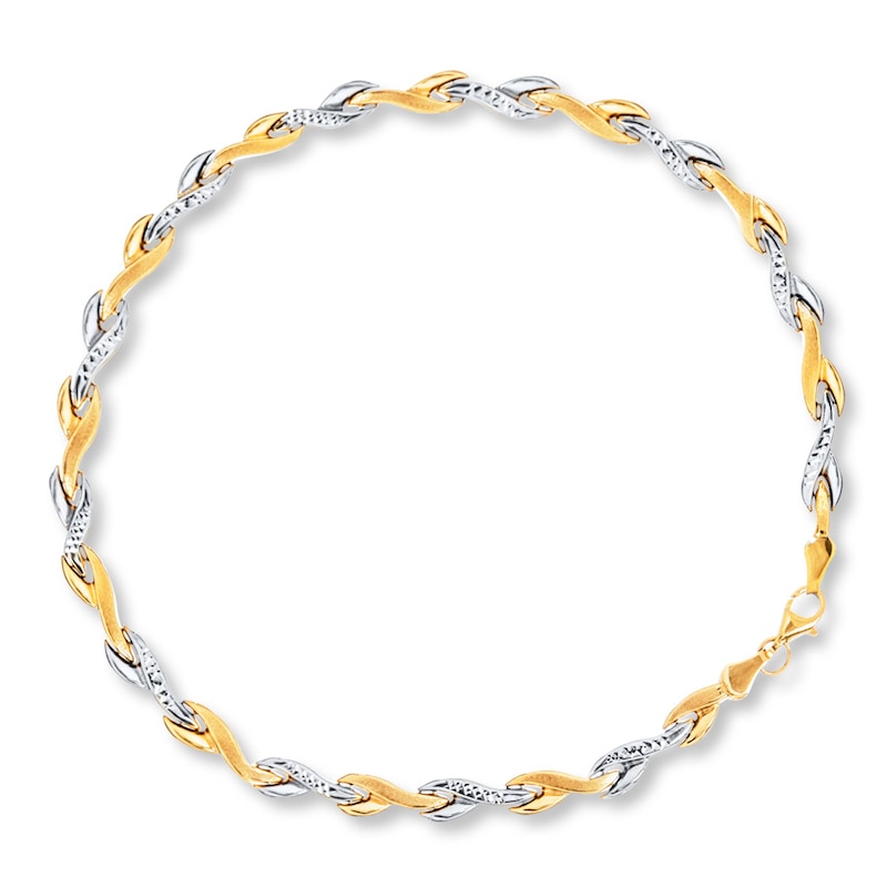 Main Image 1 of Swirl Link Bracelet 14K Two-Tone Gold 7.25" Length