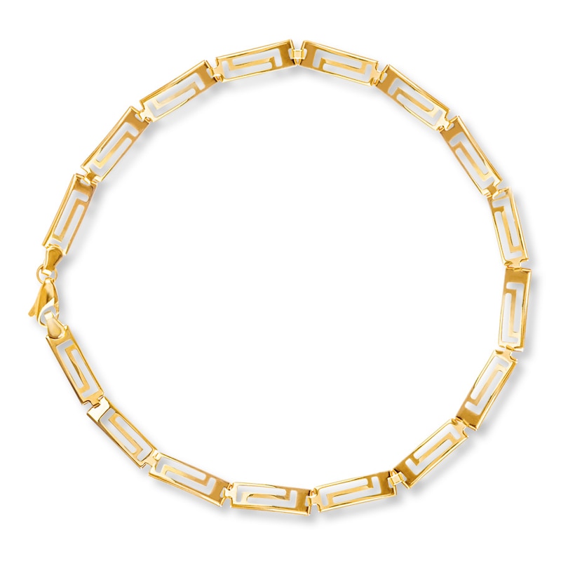 Greek Key Link Bracelet 14K Yellow Gold 7.75" Length