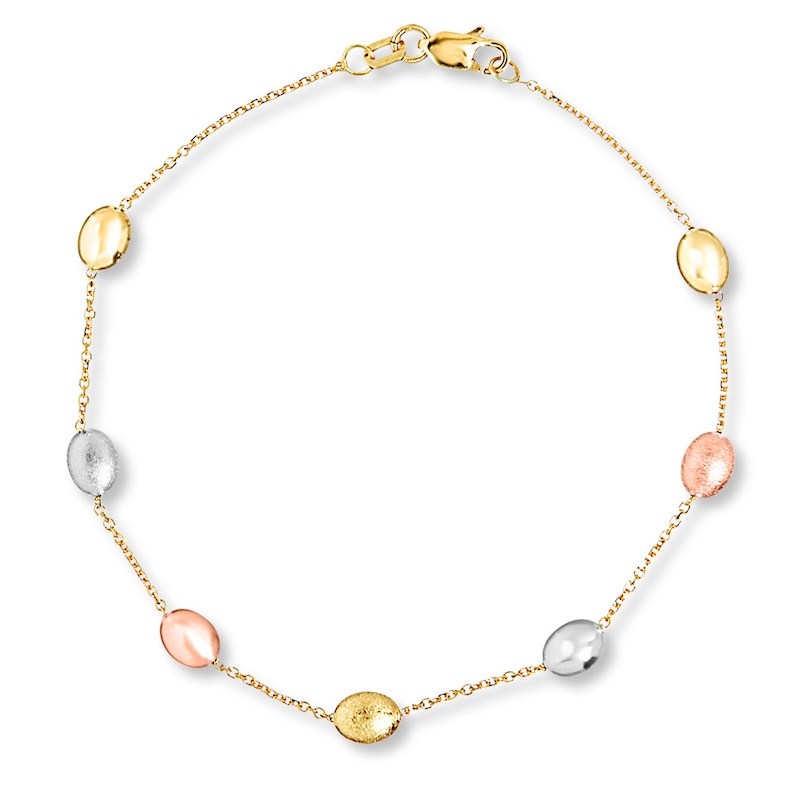 Main Image 1 of Oval Station Bracelet 14K Tri-Color Gold 7.25" Length