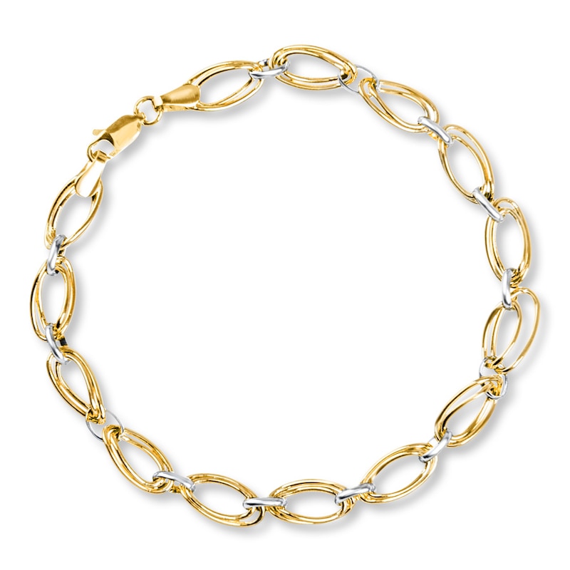 Wave Link Bracelet 14K Two-Tone Gold 7.5" Length