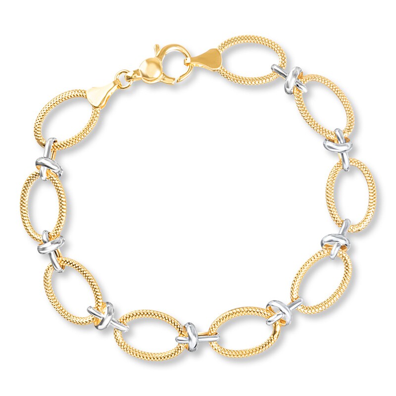 Main Image 1 of Link Bracelet 14K Two-Tone Gold 8" Length