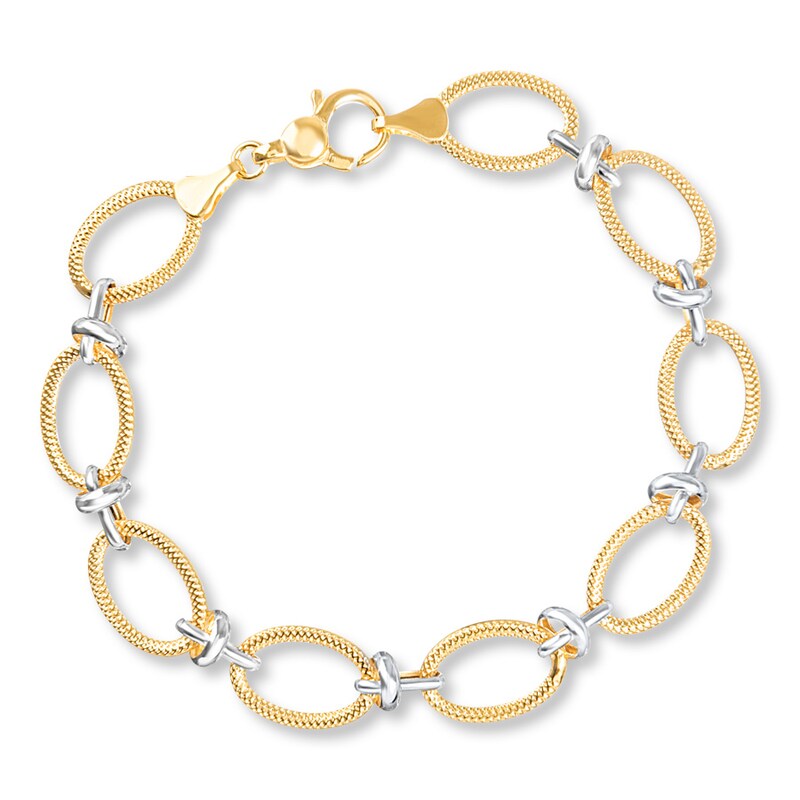 Link Bracelet 14K Two-Tone Gold 8" Length