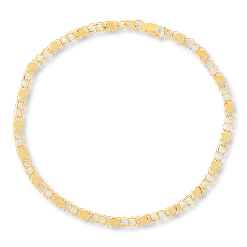 Main Image 1 of Heart Link Bracelet 14K Yellow Gold 7.25&quot; Length