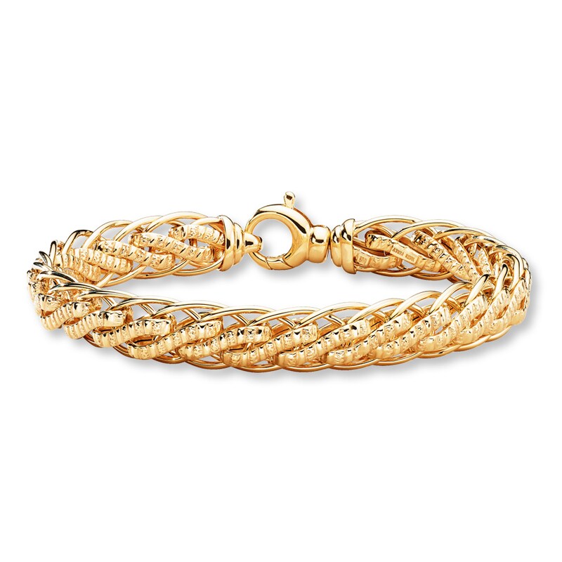 Hollow Braided Rope Bracelet 10K Yellow Gold 7.25 Length