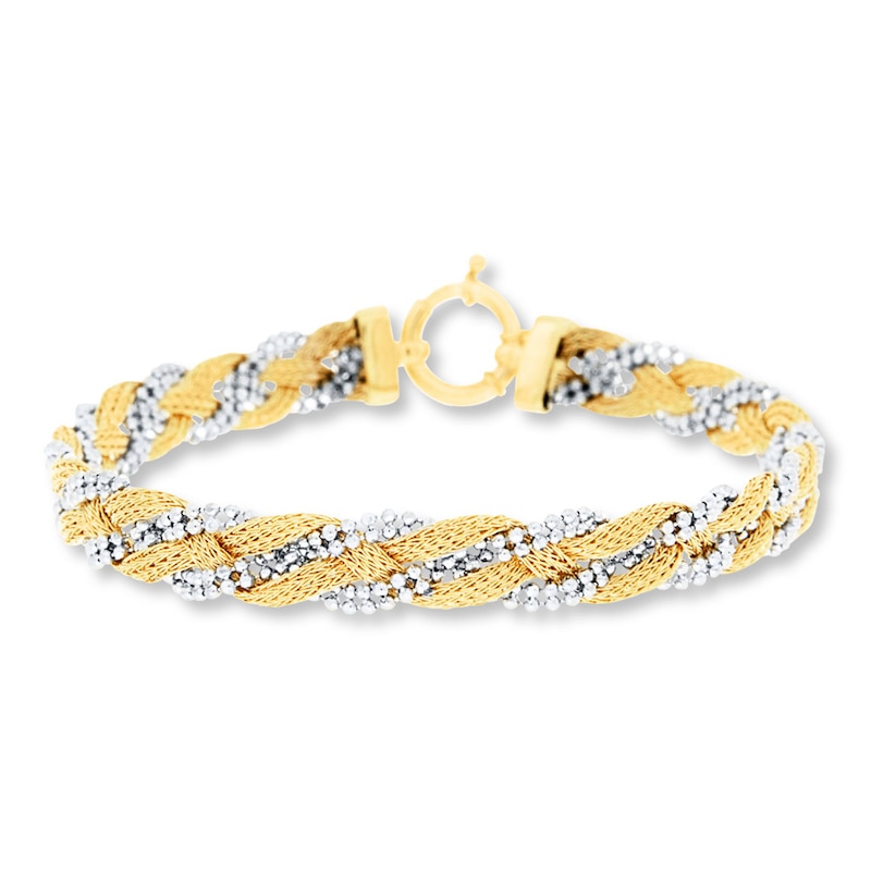 Main Image 1 of Braided Chain Bracelet 10K Two-Tone Gold 7.5&quot; Length
