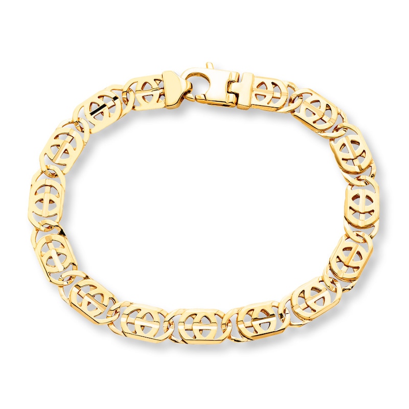 Main Image 1 of Men's Link Bracelet 10K Yellow Gold 9.25" Length
