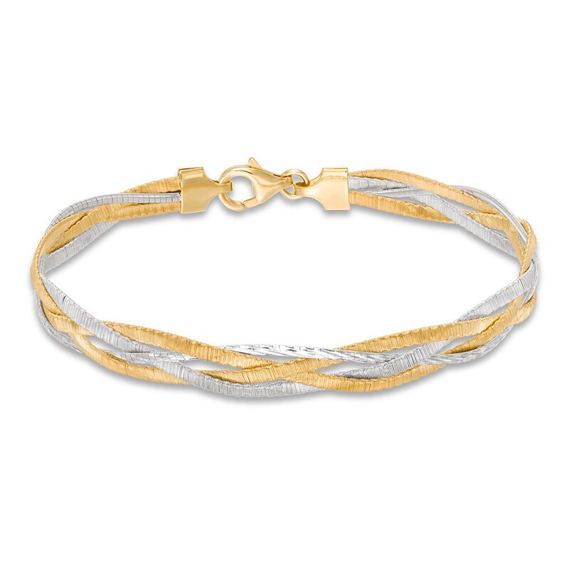 Omega Chain Bracelet 14K Two-Tone Gold 7.5" Length