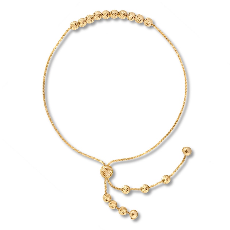Mini Beads Bolo Bracelet 10K Yellow Gold