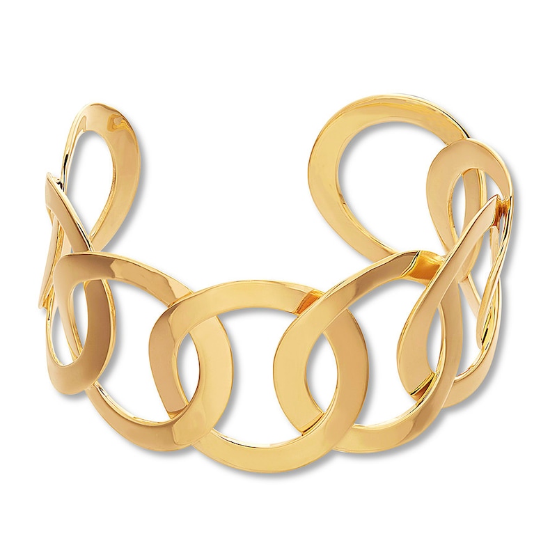 Round Link Cuff Bracelet 14K Yellow Gold