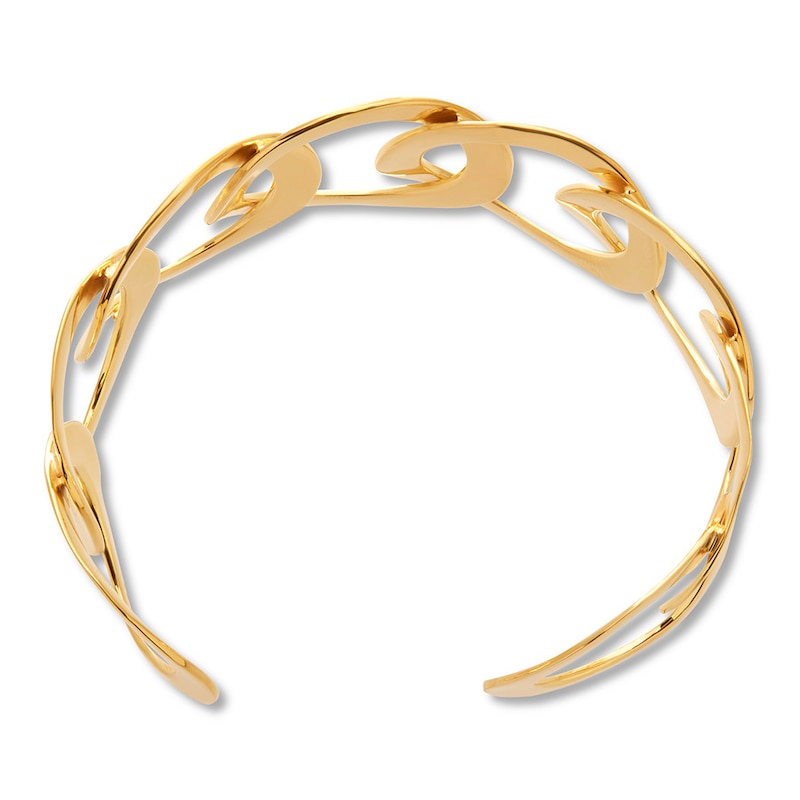 Round Link Cuff Bracelet 14K Yellow Gold