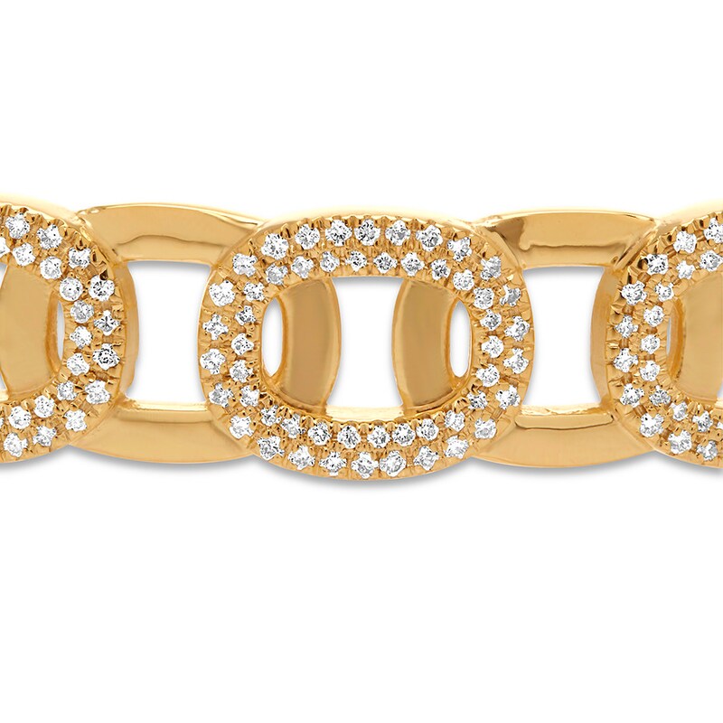 Main Image 1 of Diamond Cuff Bracelet 1-5/8 ct tw Round-cut 14K Yellow Gold